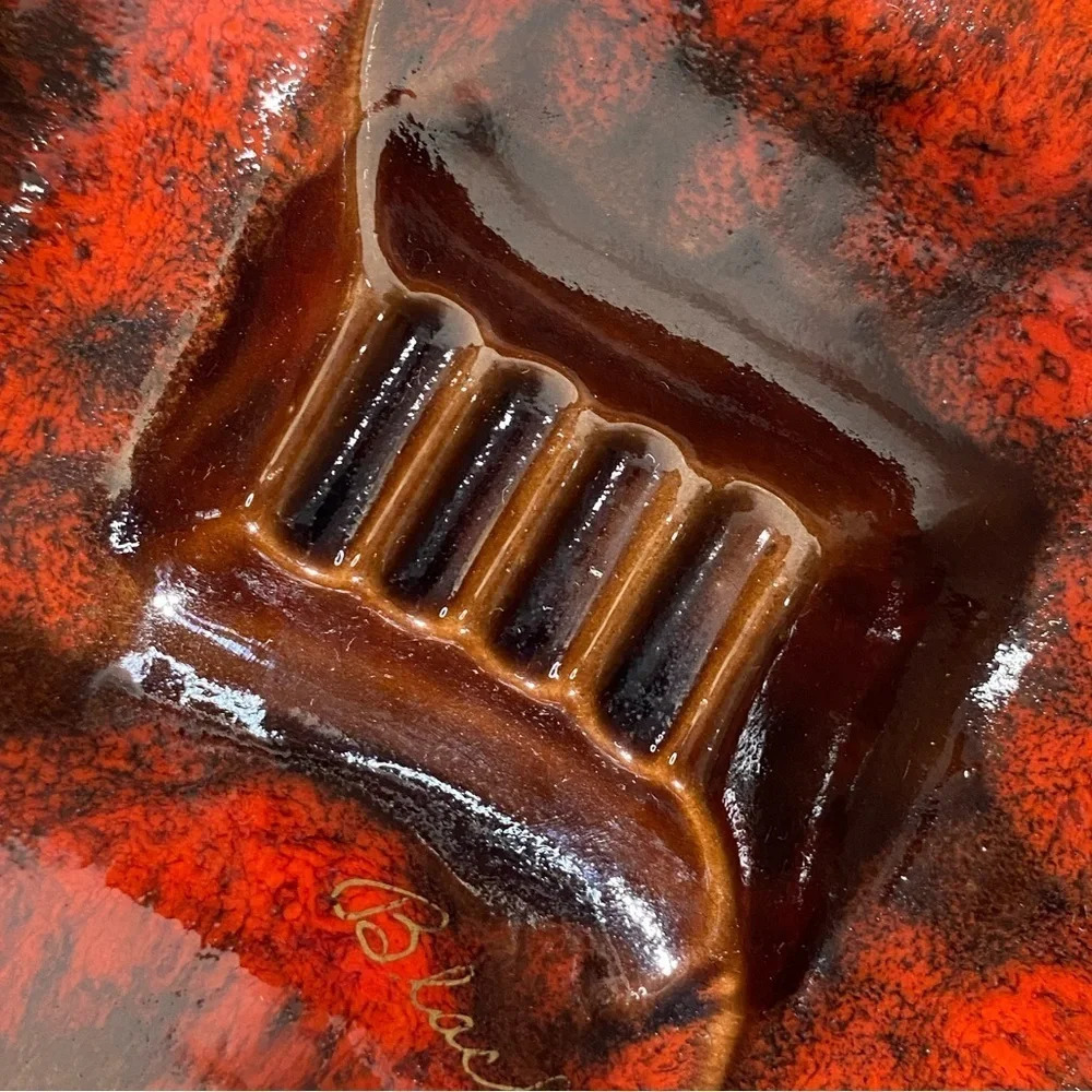 Vintage MCM K13 Canada McMaster Orange Brown Glaze Ceramic Ashtray Trinket Dish - Picture 8 of 12